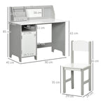 Ensemble table et chaise pour enfant avec tableau blanc - bureau pour enfant +5 ans - 90L x 45l x 85H cm Gris-2