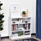 Bibliothèque étagère Meuble de Rangement dim. 90L x 24l x 91H cm 4 Niveaux 3 Panneaux arrières Panneaux de Particules Blanc-1