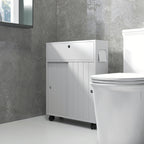 Meuble de rangement toilette salle de bain avec rangement papier toilette sur roulettes - 52 x 17 x 67 cm blanc-9