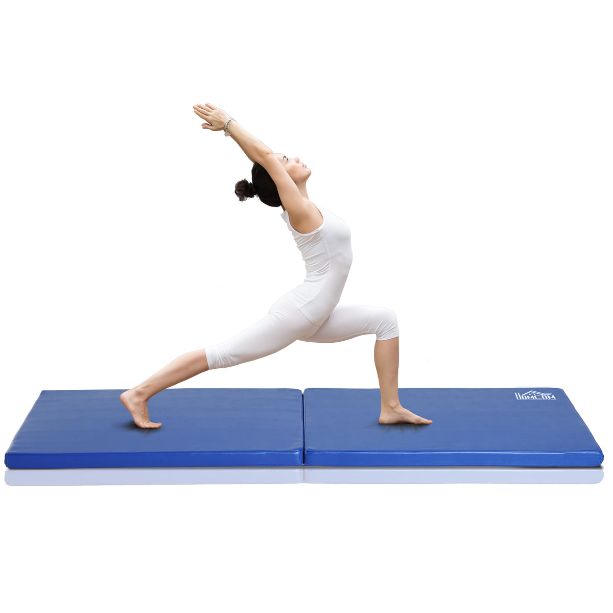 Tapis de gymnastique yoga pilates fitness pliable portable grand confort 180L x 60l x 5H cm revêtement synthétique bleu-4