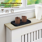 Couvercle de Radiateur en Bois à Lattes avec Détails Croisés et Étagère Supérieure, 78 x 19 x 81 cm, Blanc-4