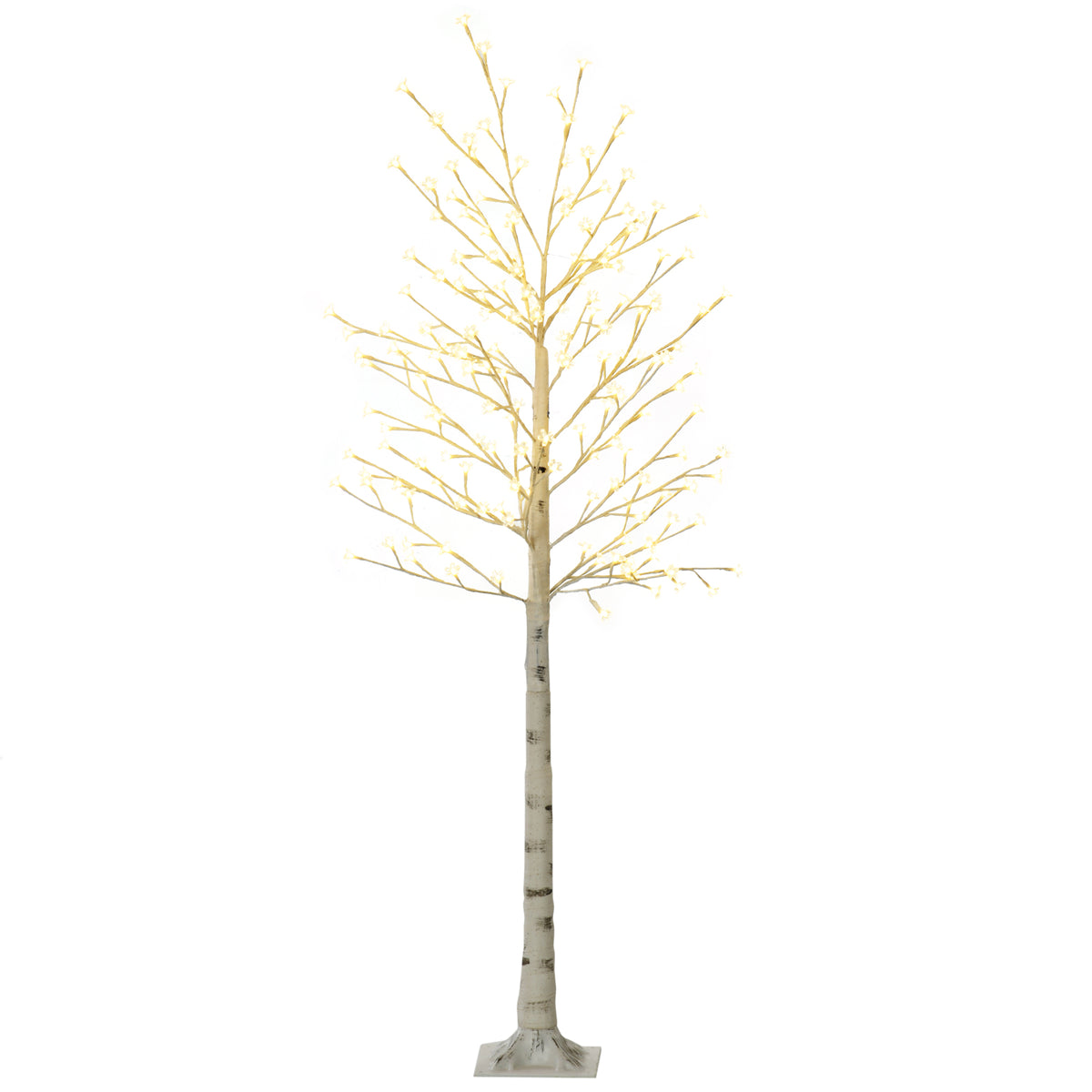 Arbre Lumineux LED 180 cm 180 LEDs Blanc Chaud, Arbre Artificiel de Cerisier en Fleurs, IP44, Intérieur Extérieur, Blanc-0