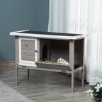 Clapier en bois pour lapin avec toit en asphalte mangeoire plateau amovible et 2 portes 91 x 46 x 71 cm gris-9