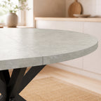 Table à manger extensible ovale pour 4 à 6 personnes, table de cuisine avec rallonge 100-135 cm, effet pierre grise-9