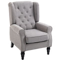 Fauteuil de salon capitonné avec assise large, pieds en bois, style classique, grand confort, 74 x 86 x 102 cm, gris-0