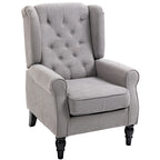 Fauteuil de salon capitonné avec assise large, pieds en bois, style classique, grand confort, 74 x 86 x 102 cm, gris-0