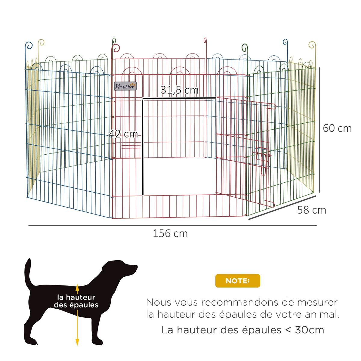 Enclos Pliant en Acier pour Chiens, Lapins, Rongeurs, Petits Animaux, Intérieur et Extérieur, 8 Panneaux avec Porte-2