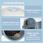 Maison de toilette pour chat pliable porte battante lucarne + pelle fournis 52 x 41 x 38 cm gris blanc-7