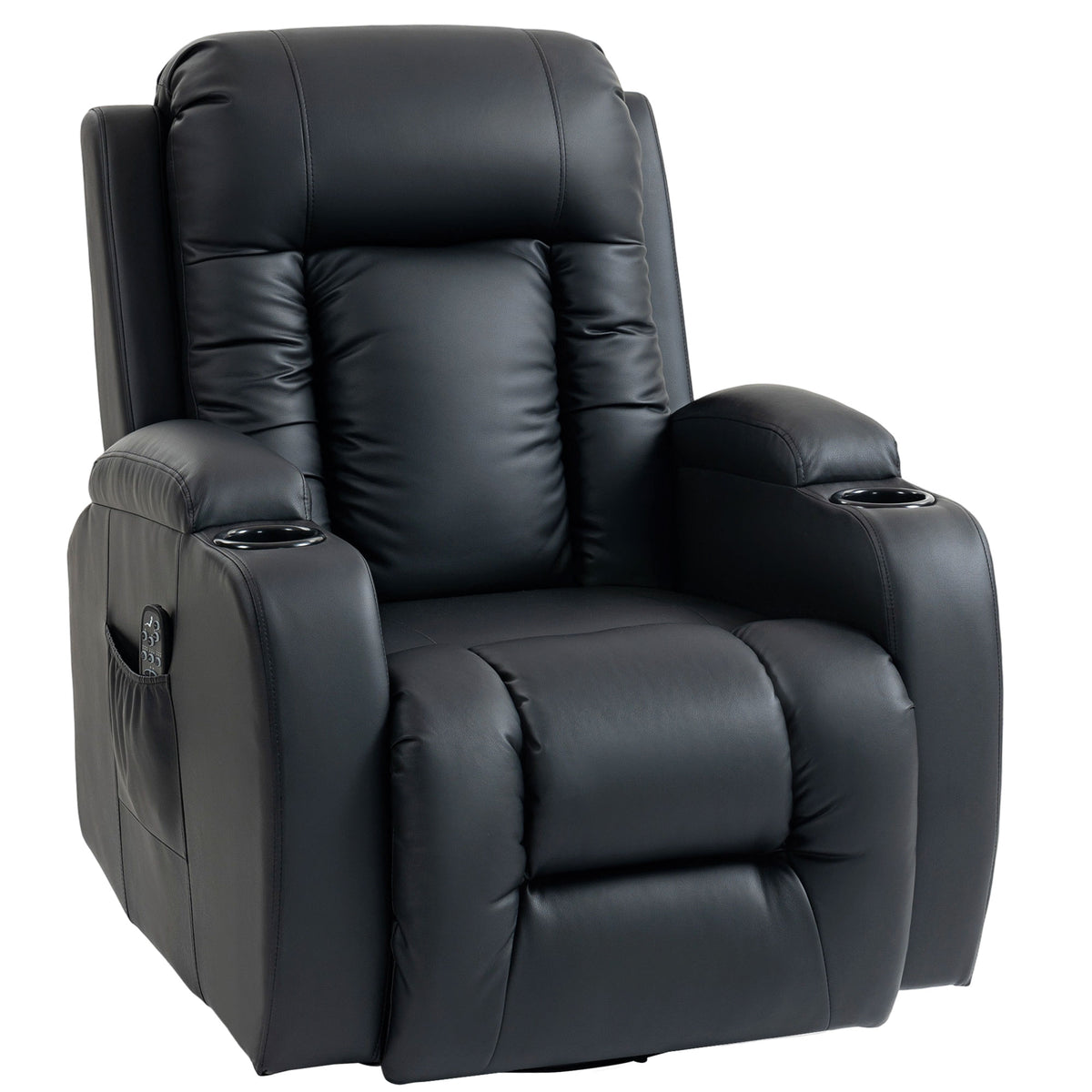 Fauteuil inclinable de massage et chauffage, fauteuil de relaxation, dossier réglable, pivotant 360°, 82x99x103cm, noir-0