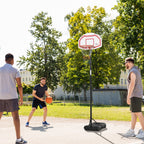 Panier de basket extérieur avec poteau panneau, base de lestage sur roulettes hauteur réglable 2,1-2,6 m (panier) - acier, noir blanc et rouge-9