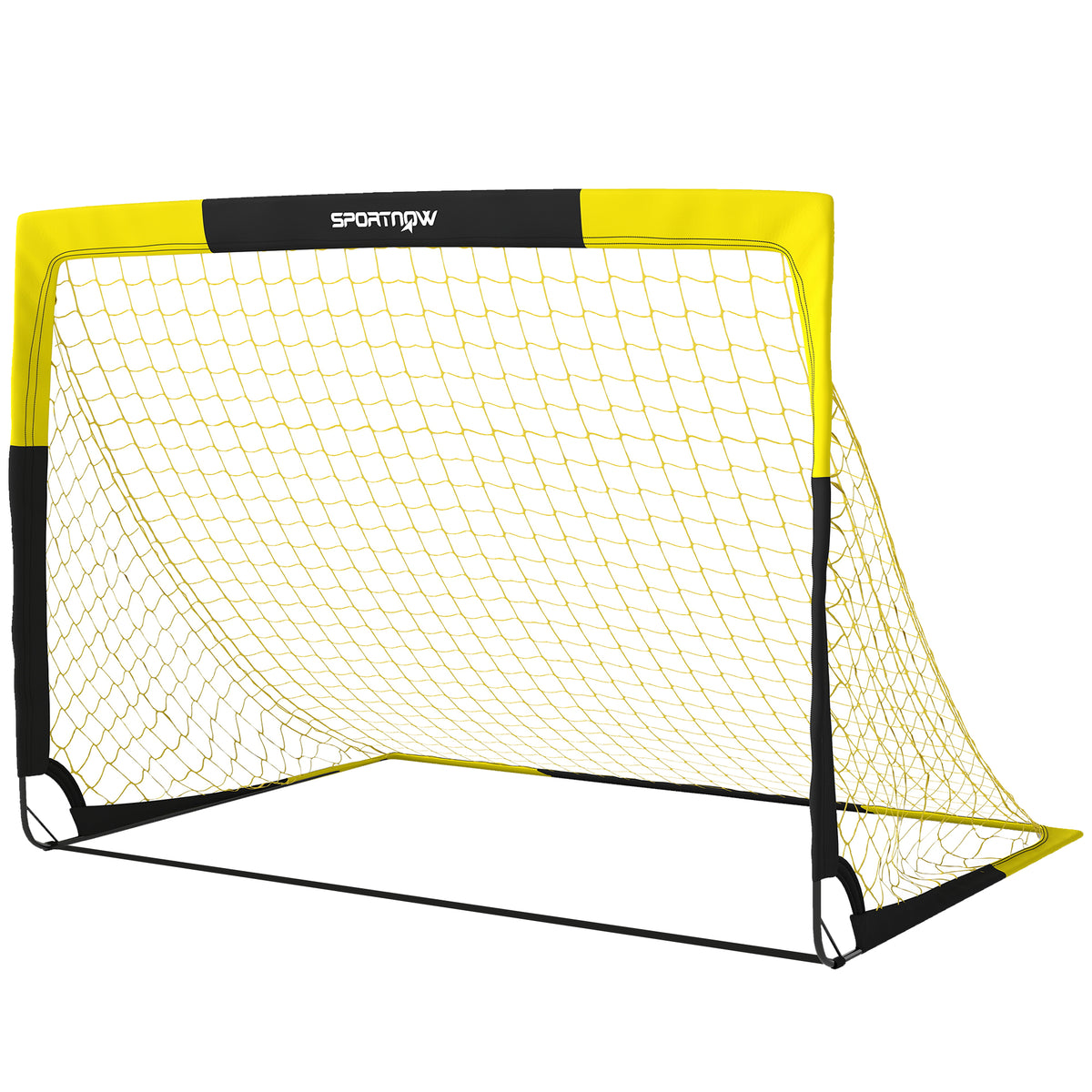 But de football Pop-up Portable et Pliable avec 4 Piquets de Sol et Sac de Transport, Sans Montage, 150x110x110cm, Jaune-0