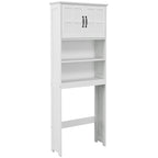 Meuble WC dessus de toilette armoire de rangement de salle de bain avec niches placard à double porte étagère réglable-0