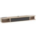 Meuble TV suspendu, meuble télé pour téléviseur jusqu'à 60 pouces, tiroir rabattable 2 étagères 140x24x16cm bois naturel-0