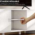 Meuble TV meuble télé pour téléviseur jusqu'à 55 pouces 2 portes 2 compartiments étagère réglable 110x35x45cm blanc-5