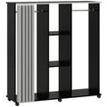 Armoire penderie Meuble de Rangement Mobile 6 roulettes 120L x 40l x 128H cm en bois Noir-0