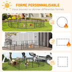 Parc pour chien, enclos chien 16 panneaux modulable et pliable, portable en acier avec portes 80 x 60 gris-3