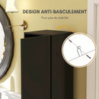 Meuble colonne de salle de bain 2 placards avec étagères réglables + 2 niches 30 x 30 x 181,5 cm noir-5