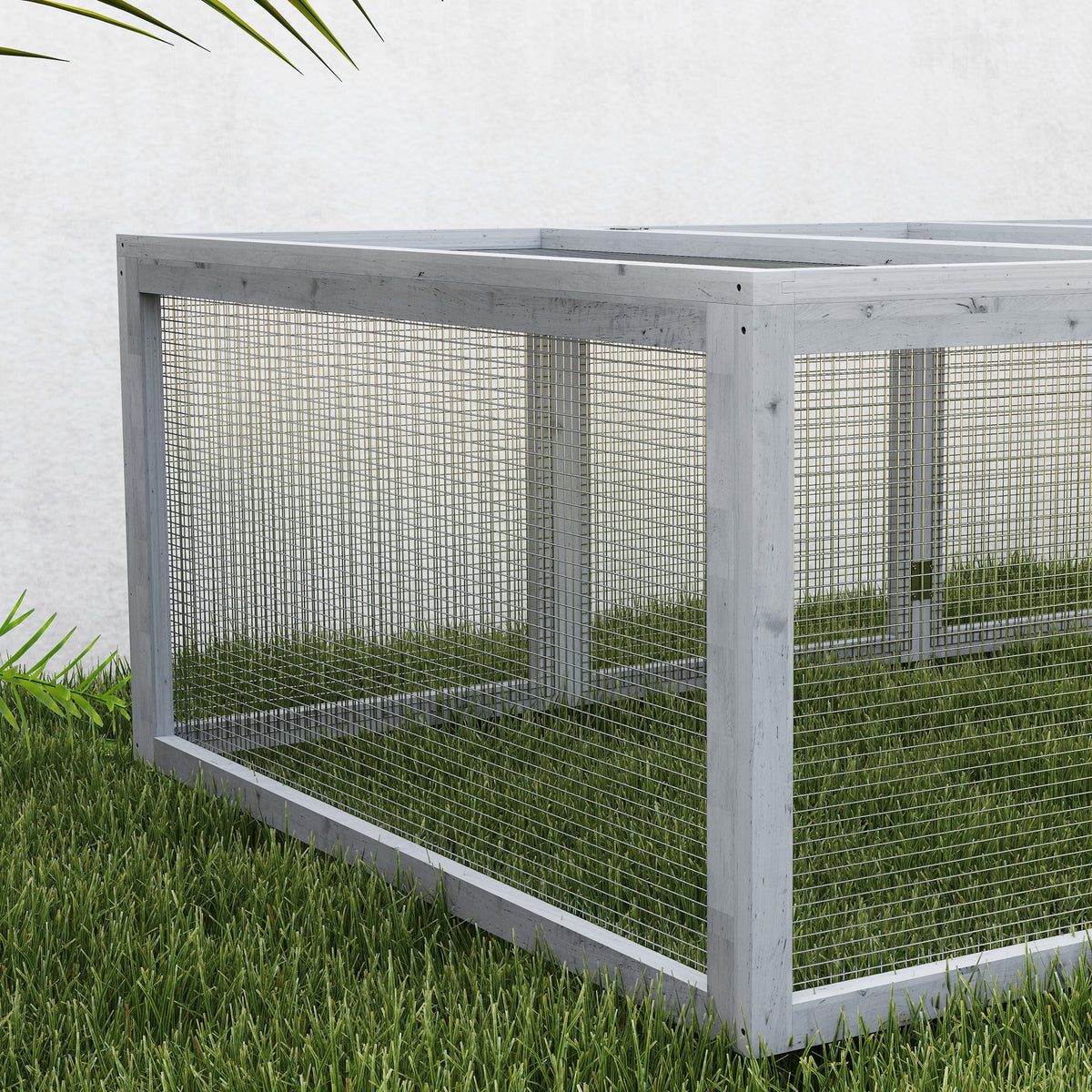 Clapier cage à lapins extérieur intérieur 2 portes supérieures 181L x 100l x 48H cm bois massif gris-7