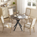 Table à Manger Ronde pour 2 Personnes avec Plateau Aspect Bois et Piètement Croisé en Acier, Marron-6