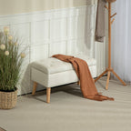 Banc de rangement coffre de rangement tissu effet velours pieds en bois charge max. 120 kg 80 x 35 x 42 cm, crème-9