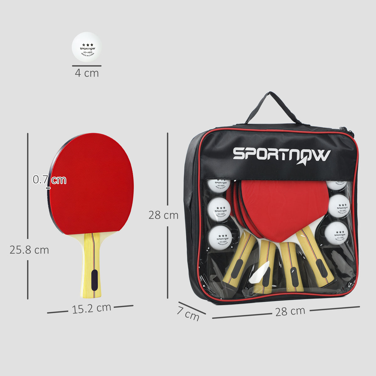 Lot de 4 raquettes de ping-pong, tennis de table 4 raquettes 8 balles 1 sac pour amateurs débutants experts-2