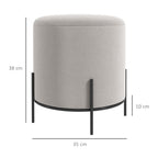 Pouf ottoman tabouret pouf repose-pied en velours pieds en acier pour salon chambre Ø 35 x 38 cm gris clair-2
