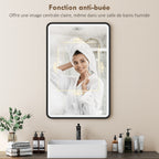 Miroir salle de bain avec éclairage 90 x 60 cm, miroir LED mural, anti-buée, 3 couleurs lumière, dimmable, noir-5