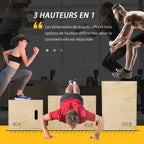 Box jump pliométrie 3 en 1 appareil boîte à saut musculation fitness & entraînement croisé plyobox pour box training 40/45/60 cm en bois-3