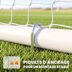 But de football - cage de foot - but d'entrainement dim. 186L x 62l x 123H cm - châssis métal filet PE - piquets & outil inclus - blanc-5