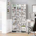 Étagère Rangement CD/DVD Meuble de Rangement pour 1116 CDs 36 Compartiments réglables en Hauteur Blanc-9