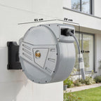 Enrouleur Tuyau Arrosage Mural 40+2 m x Ø 15mm, Dévidoir de Tuyaux d'Eau Rétractable Automatique Pivotant à 180°, Gris-2