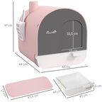 Bac à litière pour chat avec porte battante pelle et filtre inclus dim. 43L x 44l x 47H cm rose-2
