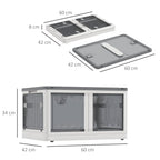 Boîtes de rangement pliables et empilables 69L en plastique avec couvercle et 4 roulettes, accès à 5 côtés, blanc-2