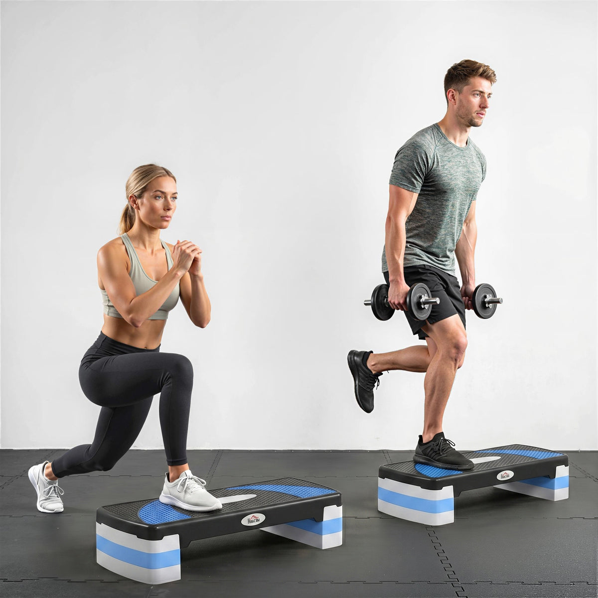 Stepper Fitness Aérobic hauteur réglable 10/15/20 cm surface antidérapante 80 x 31 x 20 cm noir bleu-8