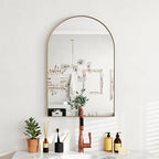 Miroir mural arqué miroir de salle de bain avec cadre en alliage d'aluminium pour chambre salon entrée 60 × 90 cm or-9