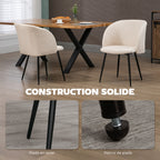 Lot de 2 chaises de salle à manger avec dossier en tissu effet laine boucleé pieds en acier 55 x 62 x 80 cm beige noir-5