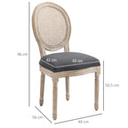 Lot de 4 chaises de Salle à Manger - Chaise de Salon médaillon Style Louis XVI - Bois Massif sculpté, patiné-2