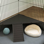 Cage pour petits animaux 2 en 1 avec dessus amovible enclos lapin 2 zones séparées rampe 121 x 61 x 61 cm en acier noir-8