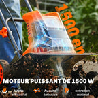Motobineuse Électrique Motoculteur 1500W 6 Lames 65Mn Largeur 40cm Profondeur 20cm Pliable et Étanche IPX4 Orange-3