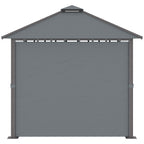 Tonnelle de jardin pour terrasse avec 4 parois latérales double toit protection solaire 3 x 3 m gris-7