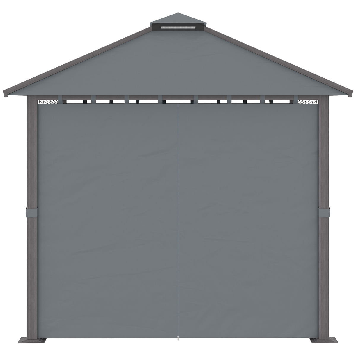 Tonnelle de jardin pour terrasse avec 4 parois latérales double toit protection solaire 3 x 3 m gris-7