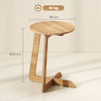 Table d'Appoint en Forme C, Plateau Rond Ø 36 cm, Table Basse Moderne, Compact, Montage par Clipsage, Effet Bois Naturel-2