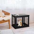 Cage pour chien animaux meuble cage chien intérieur en bois MDF classe E1 3 portes verrouillables max. 30 Kg dim. 81L x 58l x 66H cm noir-1
