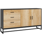 Buffet salon meuble de rangement avec 3 tiroirs et étagère réglable, pieds en acier, poignées en alliage d'aluminium-0