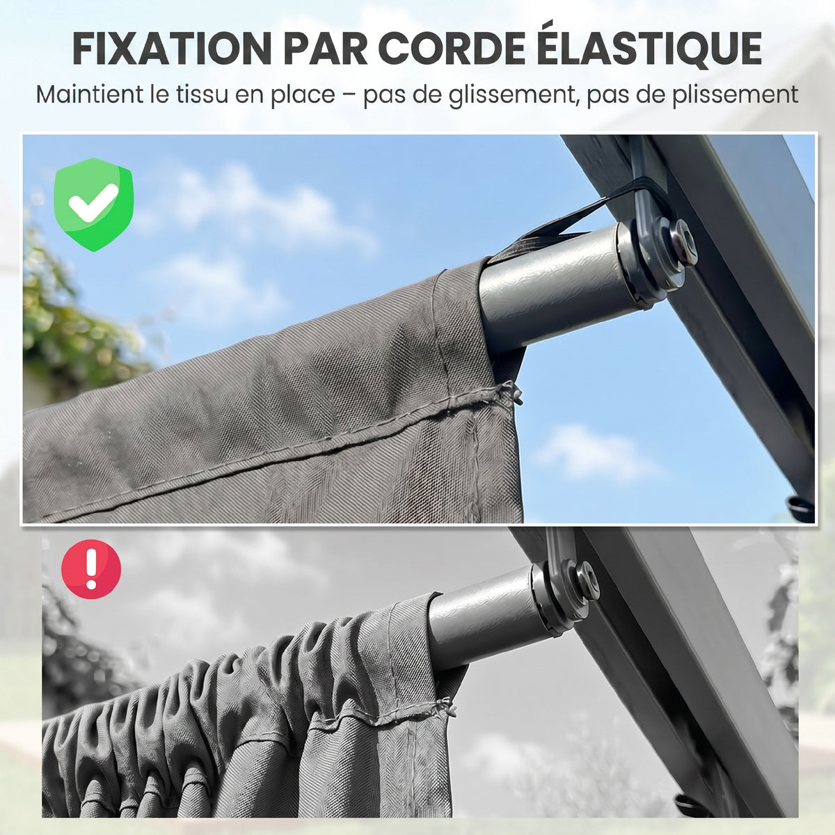 Toile de toit pour pergola tonnelle rétractable de 4 x 3 m - toile uniquement 350 x 260 cm gris clair-6