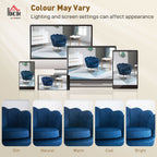 Fauteuil salon fauteuil en velours fauteuil coquillage avec pieds en métal doré pour chambre à coucher, bleu-8