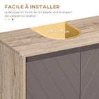 Ensemble de Meuble sous lavabo, armoire avec miroir et meuble colonne pour salle de bain en bois chêne Clair Gris-3