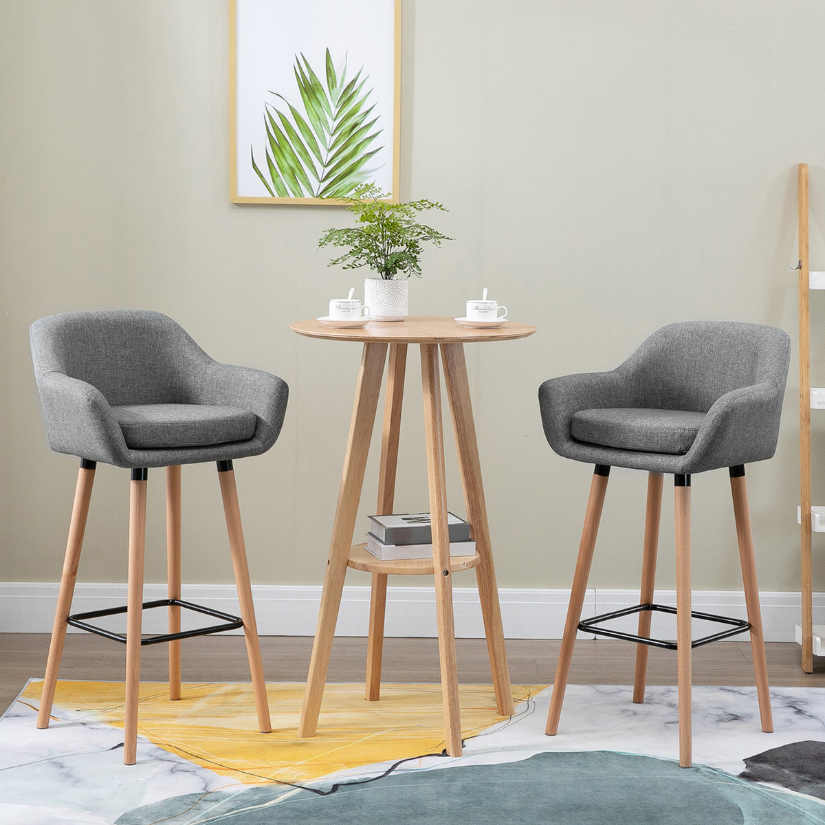 Tabourets de Bar Design scandinave - Lot de 2 tabourets de Bar Grand Confort avec Repose-Pieds Gris foncé-1