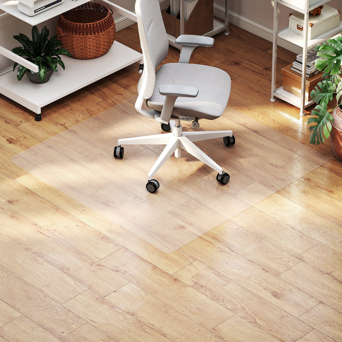 Tapis de chaise de bureau rectangulaire, antidérapants en plastique transparent 120x120cm-0