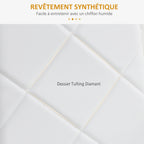 Lot de 4 chaises de salle à manger avec dossier haut, revêtement synthétique et pieds en acier, blanc-4